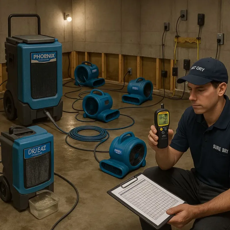 Structural Drying and Dehumidification process in McAllen, TX